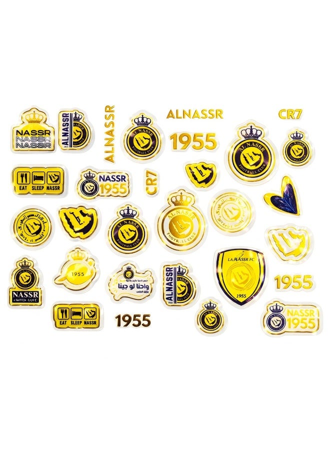 Al Nassr FC Premium Sticker Set (60 PCS) – Official Club Logos, CR7 Tribute, 1955 Heritage, Arabic & English Slogans, Saudi Map Icons – Luxury Fan Collectible for Riyadh Football Lovers - Image 1